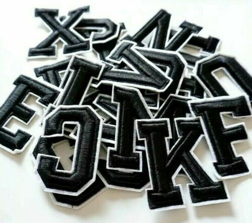 Black White-3D Embroidered 7.5cm Iron On Patch Letters