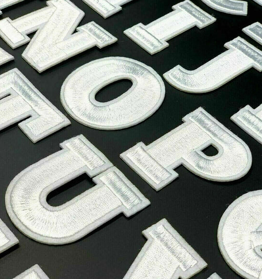 White 5.5cm Iron On Embroidered Patch Letters