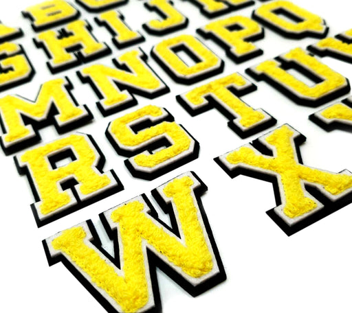 3D Varsity Style Yellow 7.5cm Chenille Iron-On Patch Letters