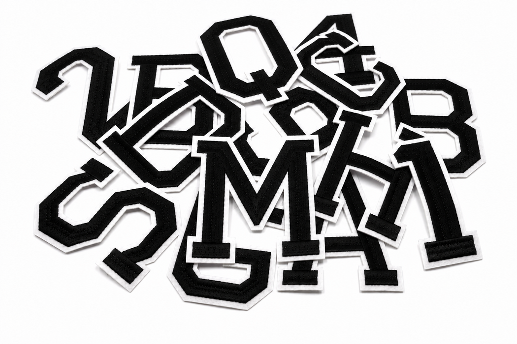 Large Varsity Black 9.8cm Iron-On Patch Letters & Numbers