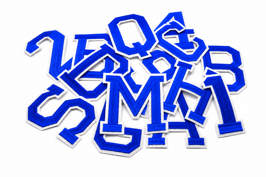 Large Varsity Blue 9.8cm Iron-On Patch Letters & Numbers