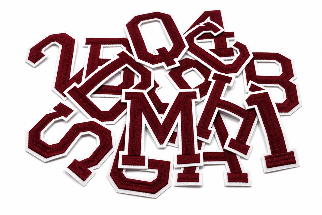 Large Varsity Maroon 9.8cm Iron-On Patch Letters & Numbers