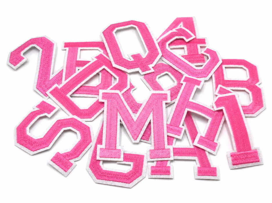 Pink Embroidered Varsity 9.8cm Iron-On Patch Letters & Numbers