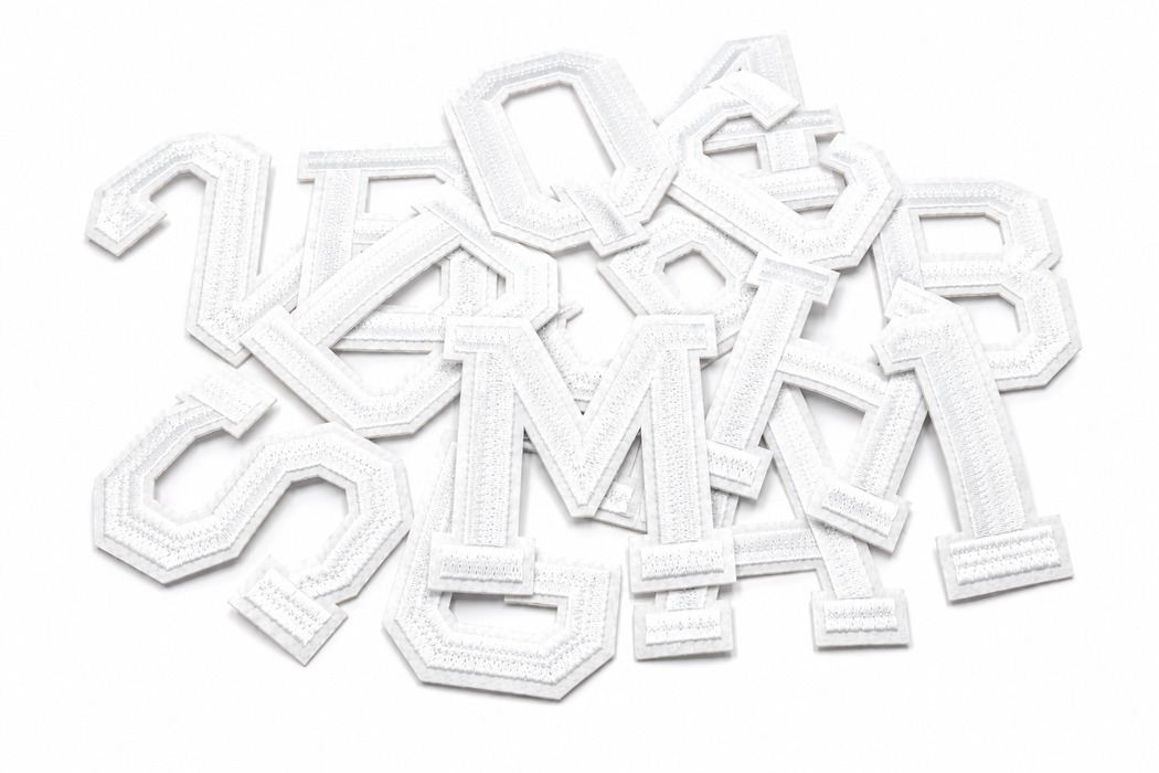 Large Varsity White 9.8cm Iron-On Patch Letters & Numbers