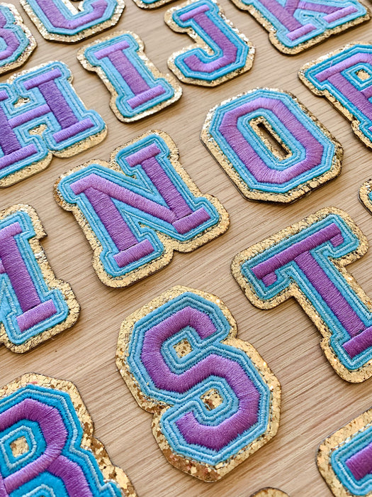 Purple Blue Embroidered 5.8cm Iron On Patch Letters — Patches