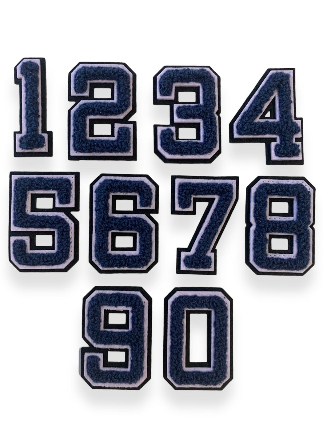 Pack Patch Number 3D Varsity Style Navy 5cm Chenille Iron-On Patch Numbers — Patches