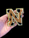 Animal Print Chenille With Gold Trim 8cm Iron-On Patch Letter N
