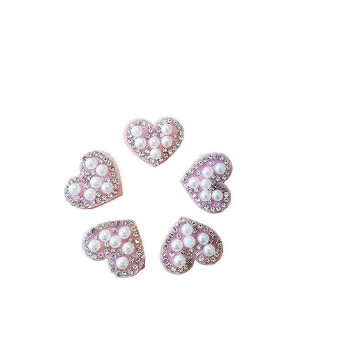 White Pearl Pink Rhinestone 4.6cm Iron-On Patch Letters