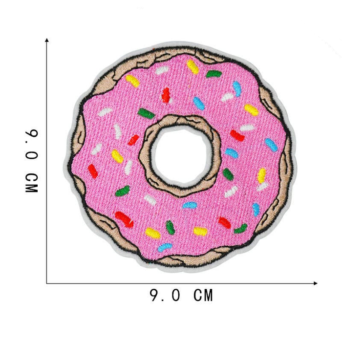 Pink Donut With Sprinkles 9cm Iron On Embroidered Patch