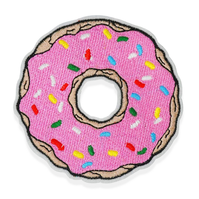 Pink Donut With Sprinkles 9cm Iron On Embroidered Patch