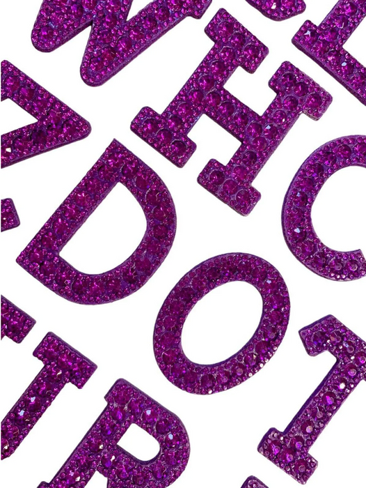 Purple 5.5cm Rhinestone Iron On Patch Letters