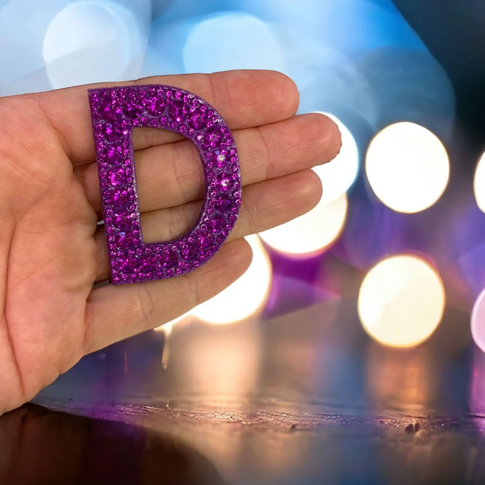 Purple 5.5cm Rhinestone Iron On Patch Letters