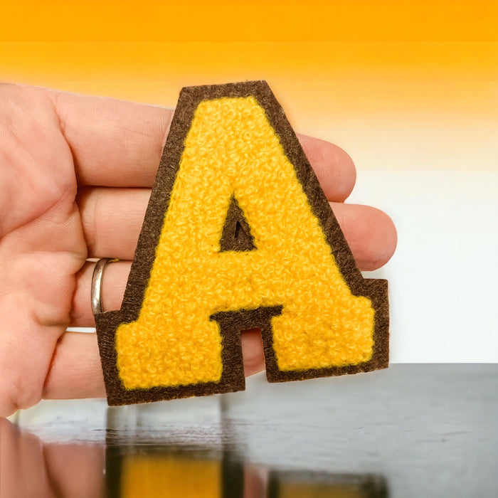 Orange Chenille 7cm Iron-On Patch Letter A