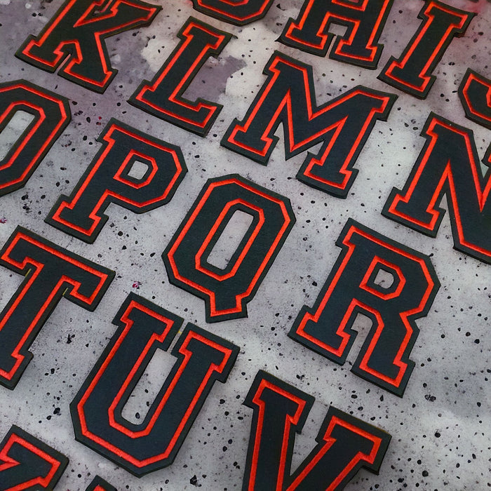 Black Varsity 11.4cm Iron-On Patch Letters & Numbers