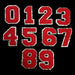 Red Chenille Chenille Gold Trim 5cm Iron-On Patch Numbers