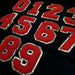 Red Chenille Chenille Gold Trim 5cm Iron-On Patch Numbers