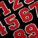 Red Chenille Chenille Gold Trim 5cm Iron-On Patch Numbers