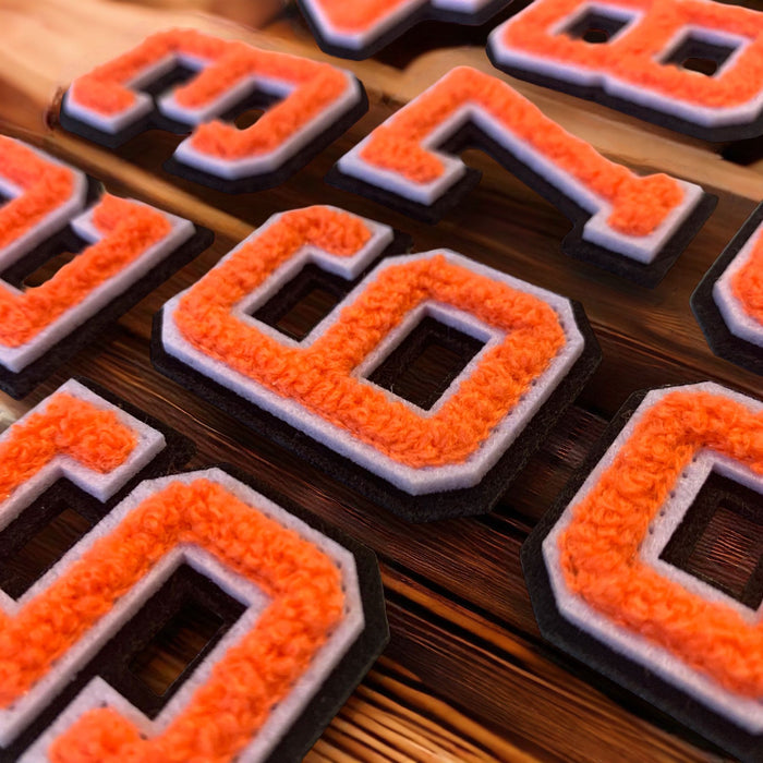 Pack Patch Number 3D Varsity Style Orange 7.5cm Chenille Iron-On Patch Numbers — Patches ...