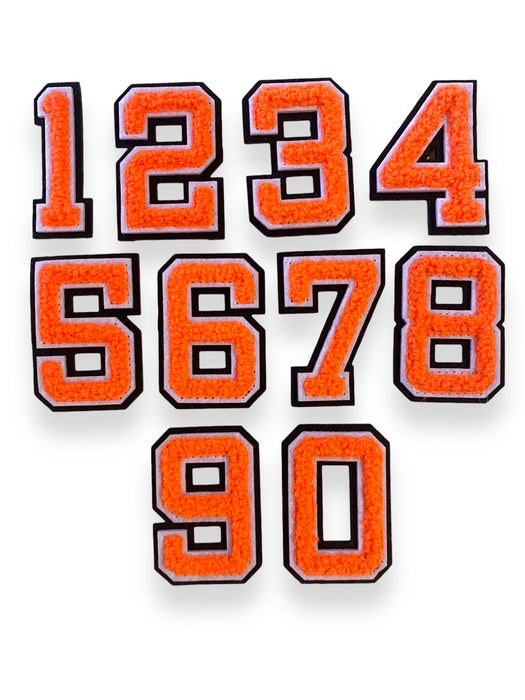 Pack Patch Number 3D Varsity Style Orange 7.5cm Chenille Iron-On Patch Numbers — Patches ...