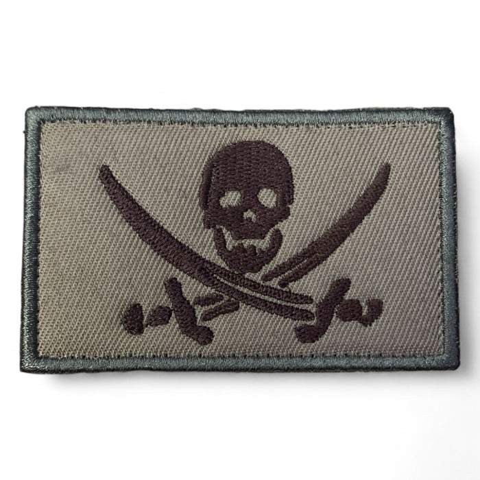 Khaki Brown Pirate Skull & Crossbones Embroidered 8cm Sew-on Patch