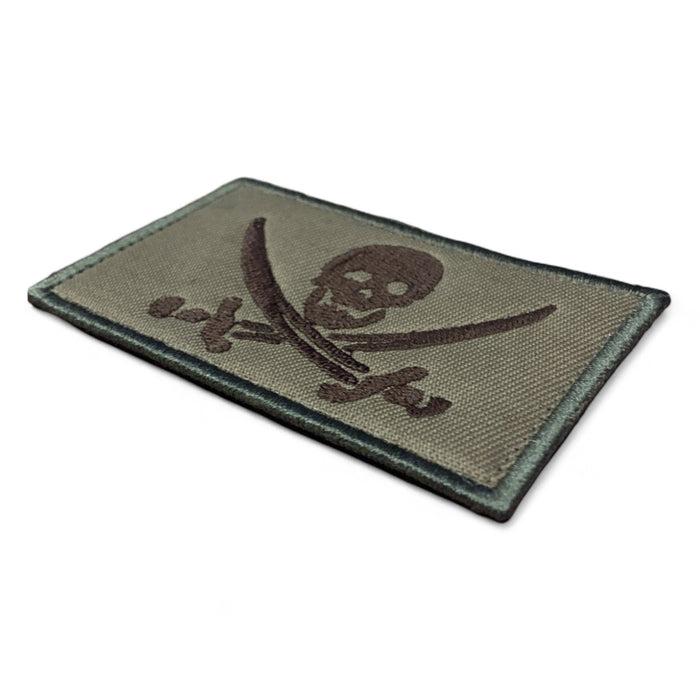 Khaki Brown Pirate Skull & Crossbones Embroidered 8cm Sew-on Patch