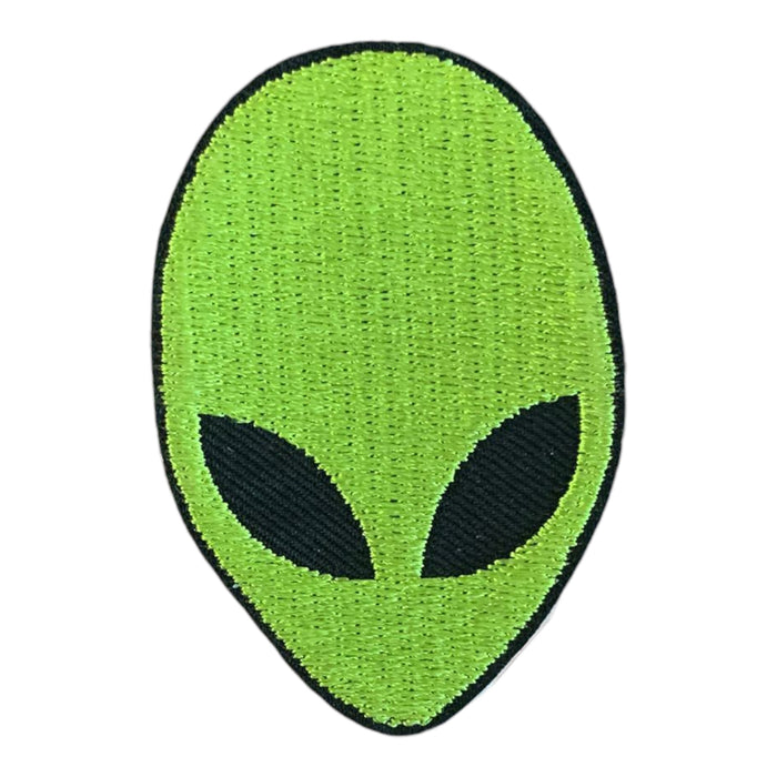Green Alien Embroidered 6cm Iron-On Patch
