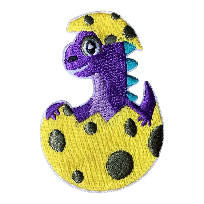 Purple Dinosaur Egg 6.5cm Embroidered Iron-On Patch