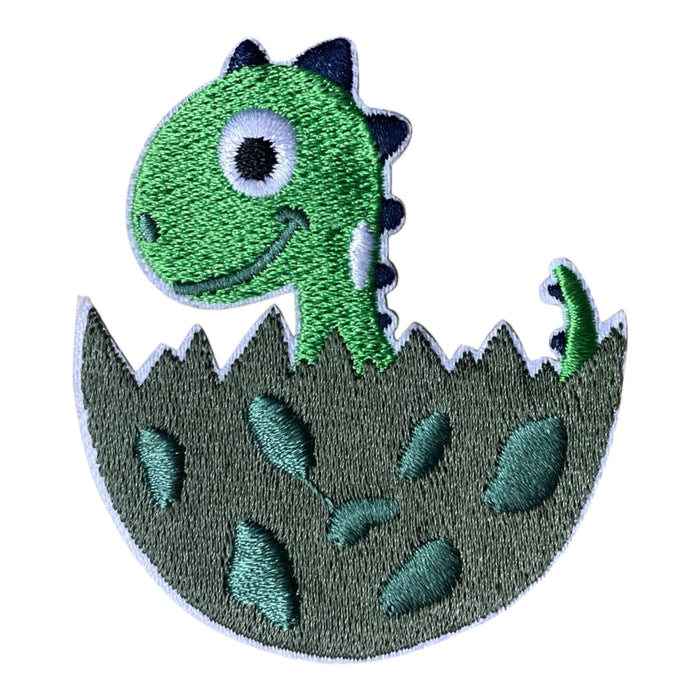 Green Dinosaur Egg 6.6cm Embroidered Iron-On Patch