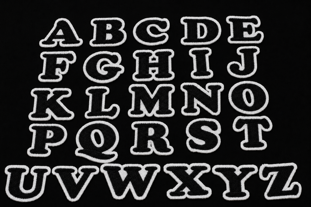 Black 3.5cm Embroidered Iron On-Patch Letters