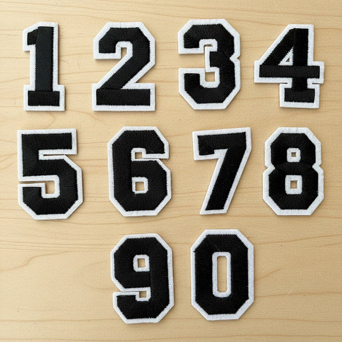Black 5cm Embroidered Iron On Patch Numbers