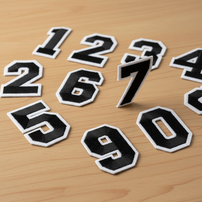 Black 5cm Embroidered Iron On Patch Numbers