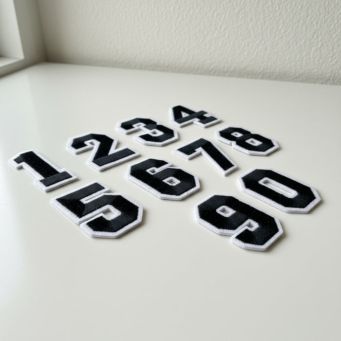 Black 5cm Embroidered Iron On Patch Numbers
