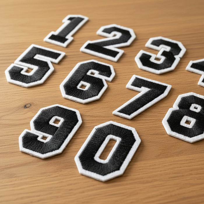 Black 5cm Embroidered Iron On Patch Numbers