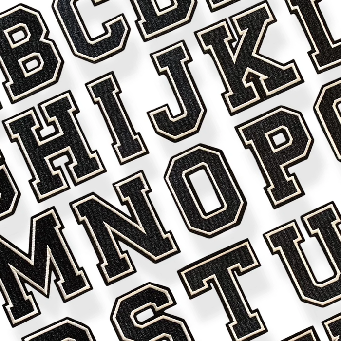 Black Varsity 7.9cm Iron-On Patch Letters