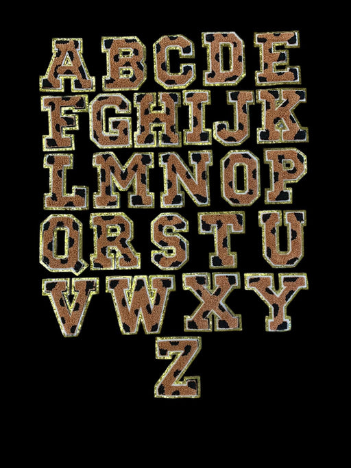 Animal Print Chenille With Gold Trim 8cm Iron-On Patch Letters