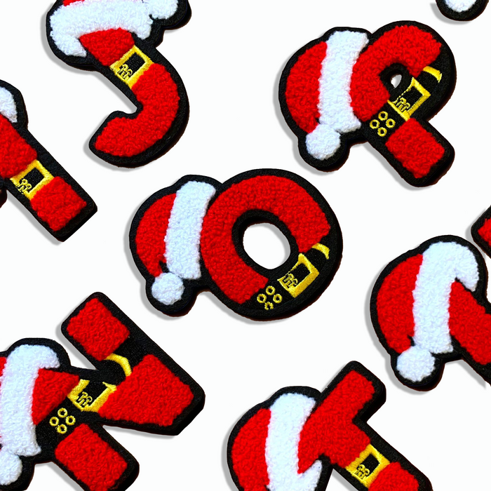 Christmas Santa Hat Chenille 7.5cm Iron On Patch Letters
