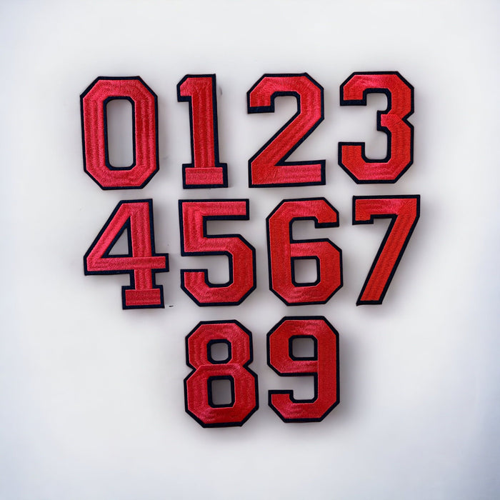 Varsity Red 9.8cm Iron-On Patch Numbers