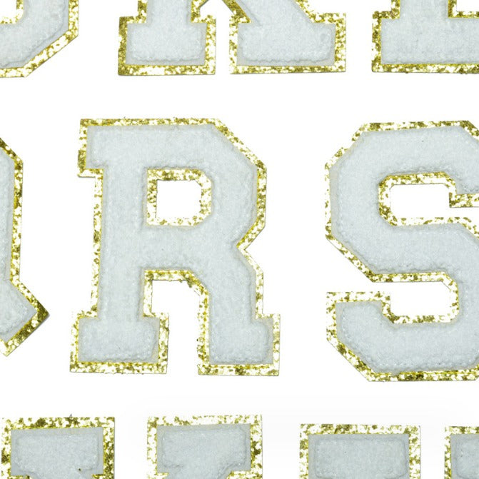 White Chenille Varsity Style 11.4cm Iron-On Patch Letters