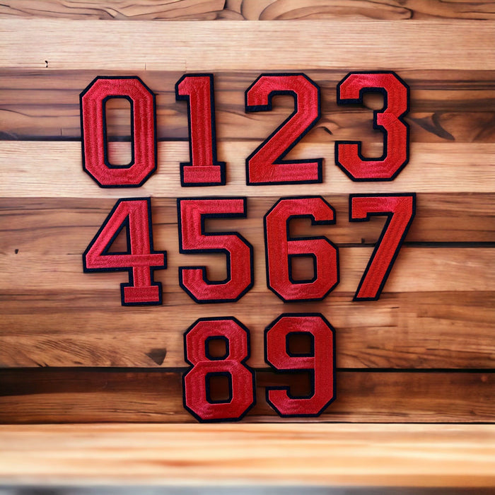 Varsity Red 9.8cm Iron-On Patch Numbers