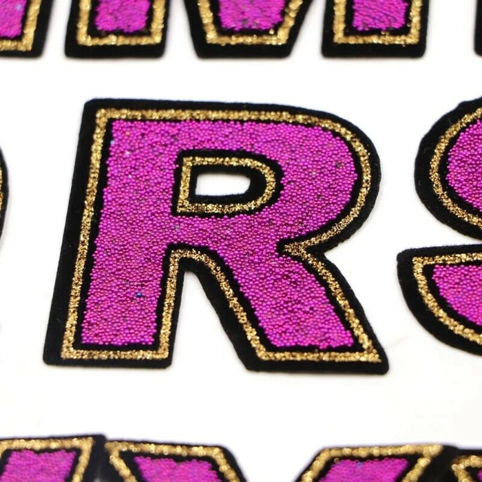 Pink & Gold Sequin Sparkle 5.5cm Iron On Patch Letters
