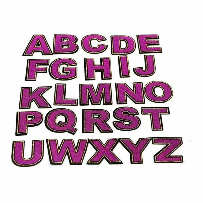 Pink & Gold Sequin Sparkle 5.5cm Iron On Patch Letters