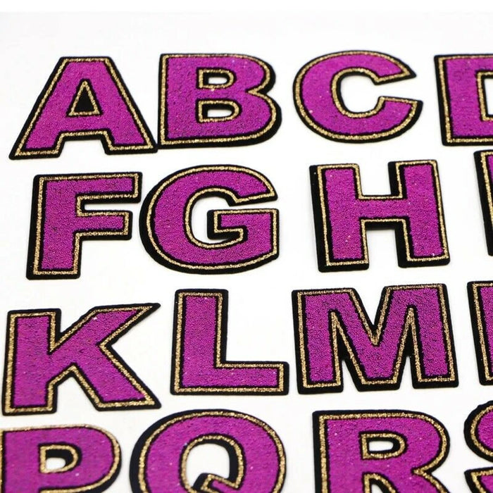 Pink & Gold Sequin Sparkle 5.5cm Iron On Patch Letters