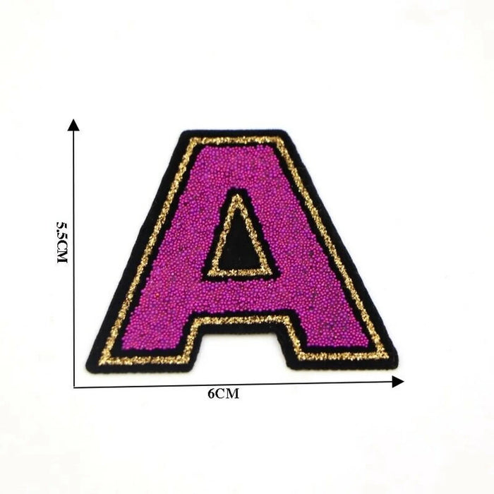 Pink & Gold Sequin Sparkle 5.5cm Iron On Patch Letters