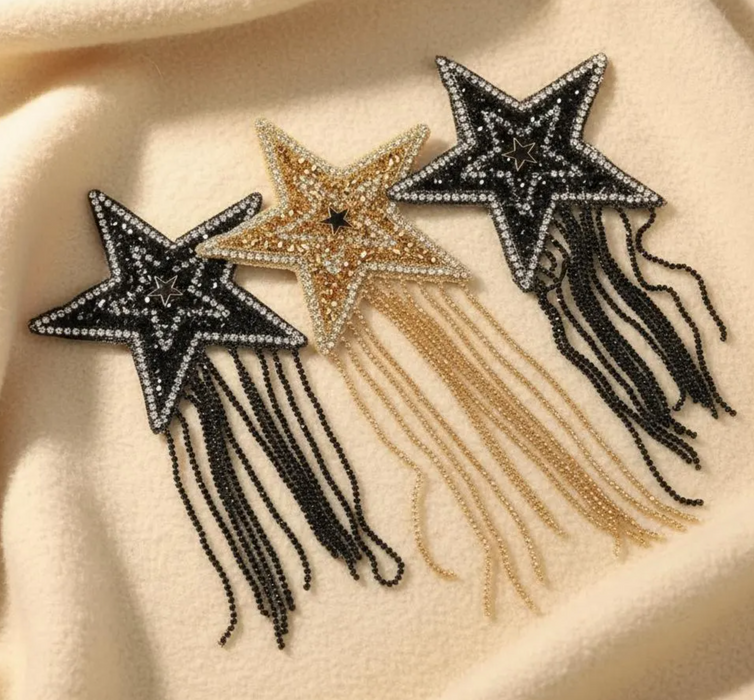 Star Tassel Rhinestone 8.5cm Iron-On Patches