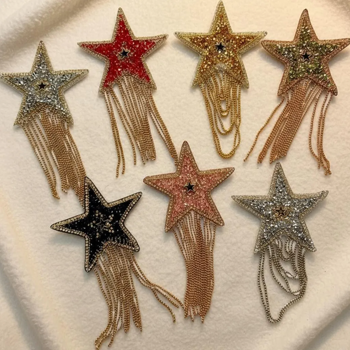 Star Tassel Rhinestone 8.5cm Iron-On Patches