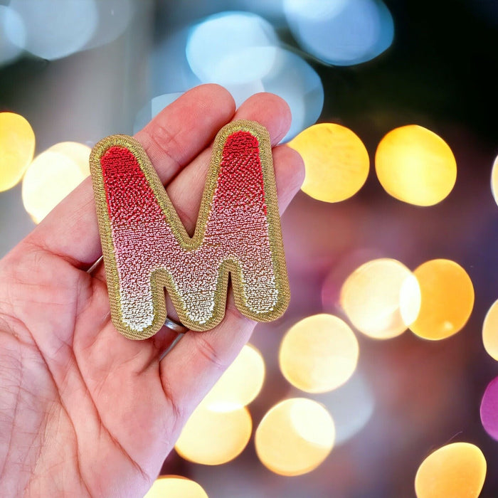 Red Ombré 6cm Iron-On Patch Letter M