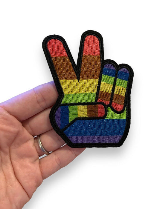 Rainbow Peace Embroidered 9.5cm Iron-On Patch