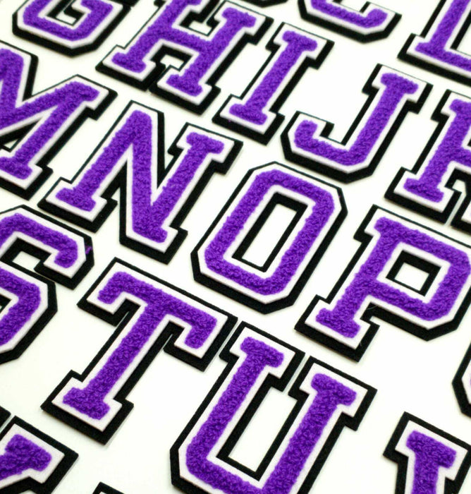 3D Varsity Style Purple 5cm Chenille Iron-On Patch Letters