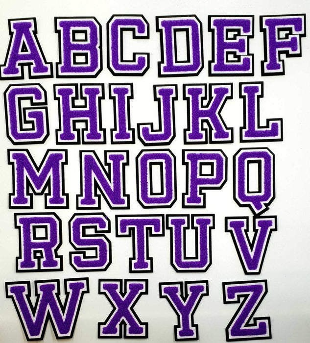 3D Varsity Style Purple 5cm Chenille Iron-On Patch Letters