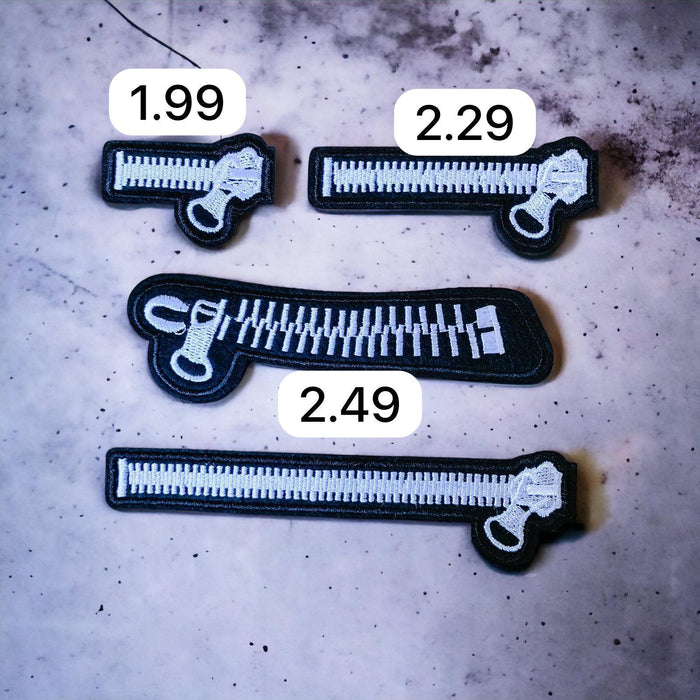 Zip Zipper Embroidered Iron-On Patches